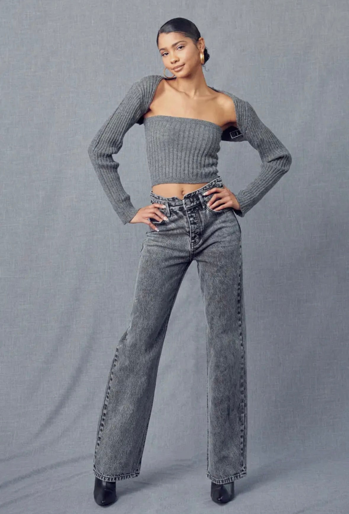 90s flare grey Kancan jeans Prairie Girl the label