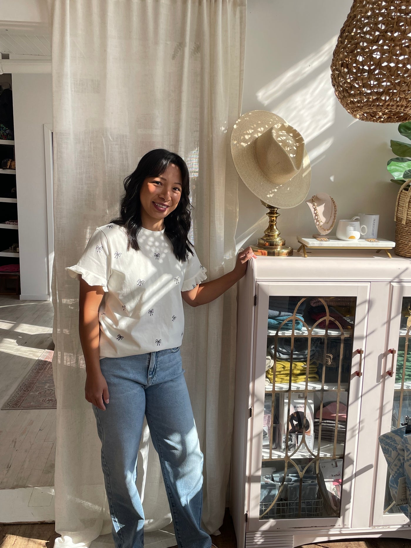 Ruffle Cuff Bow Tee