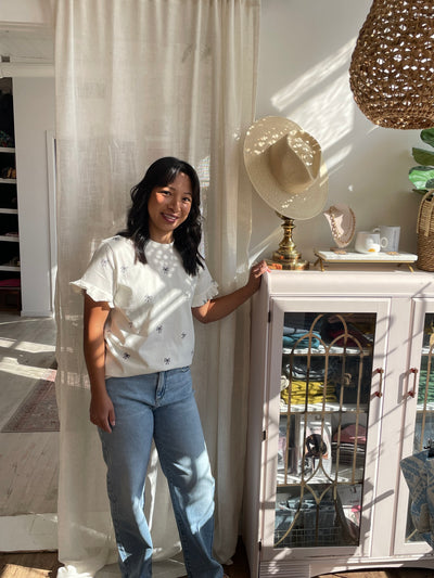 Ruffle Cuff Bow Tee