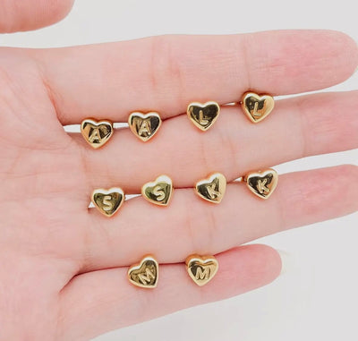 Heart Shaped Initial studs