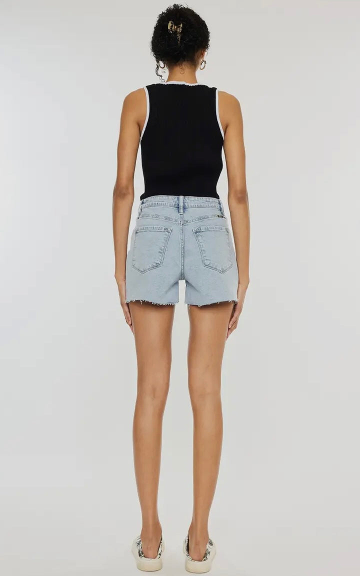 Cross over denim shorts