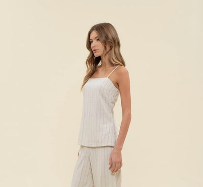 Pinstripe linen cami top