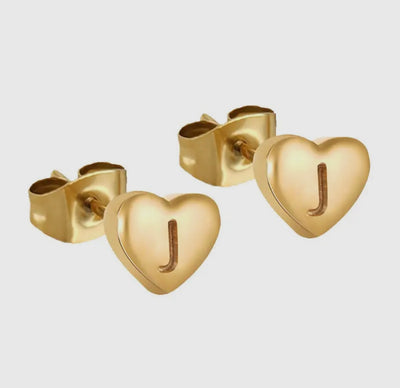 Heart Shaped Initial studs