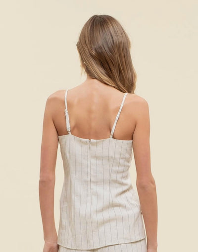 Pinstripe linen cami top