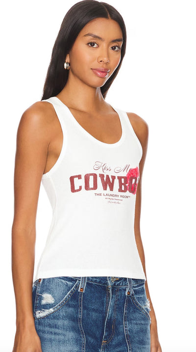 Kiss Me Cowboy Rib Tank