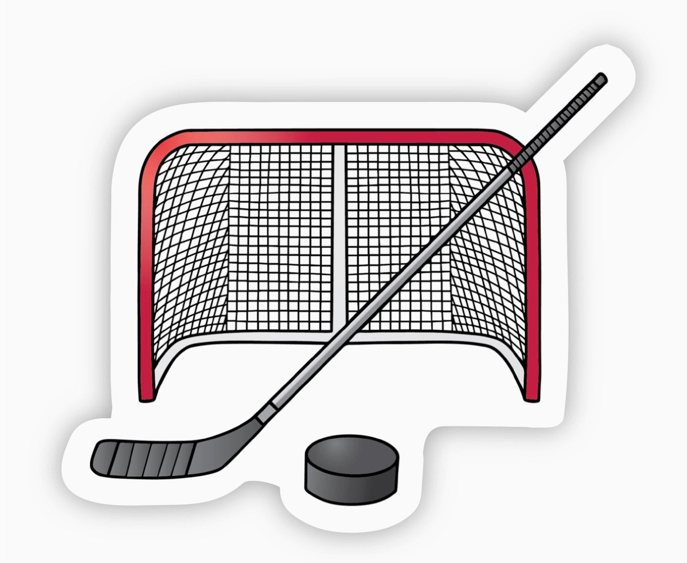 Hockey Stick, Net, and Puck Sticker