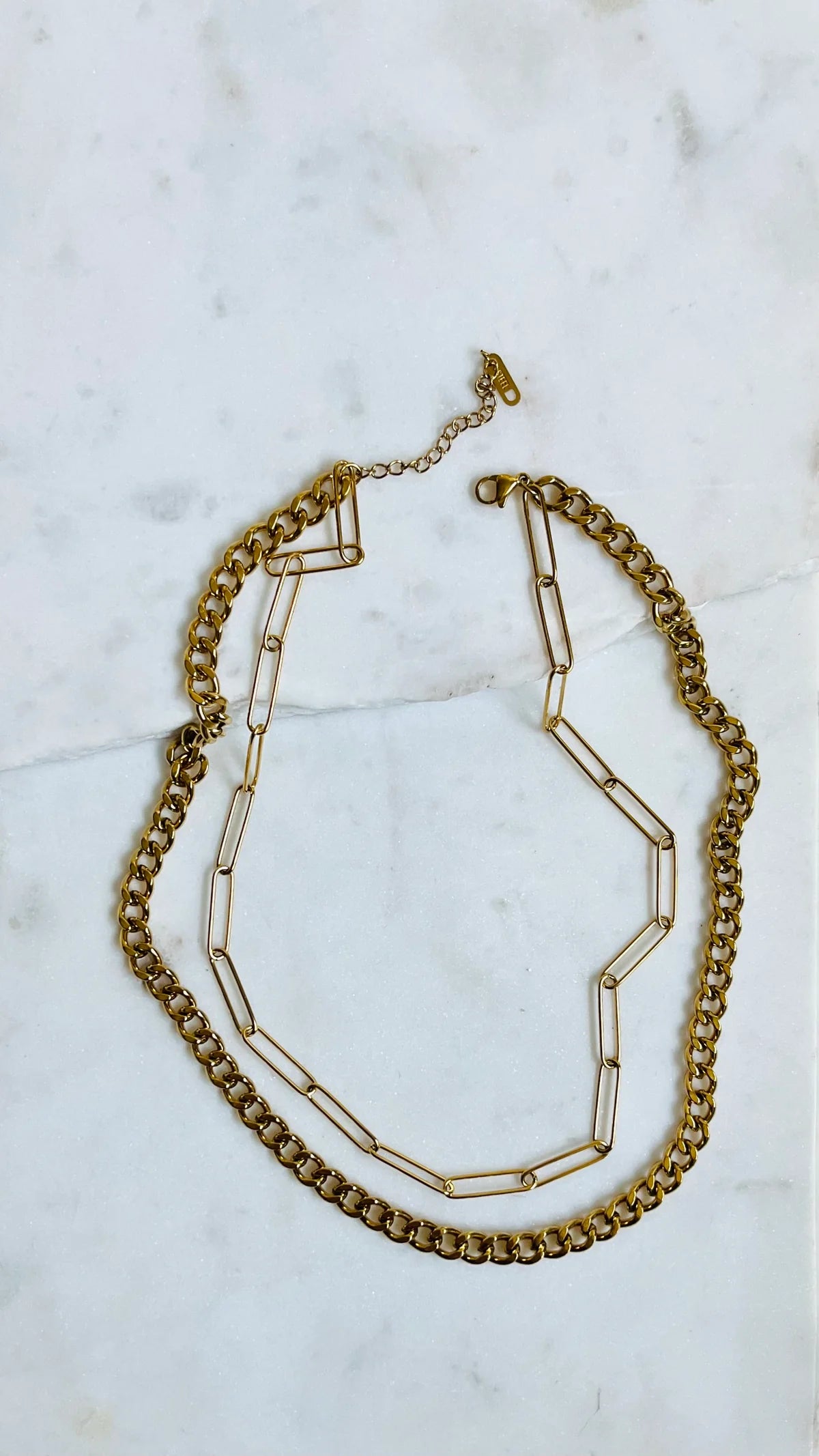 Stella herringbone & paperclip layering necklace