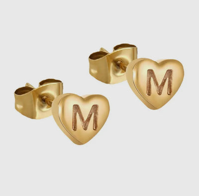 Heart Shaped Initial studs