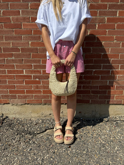 Croissant straw handbag