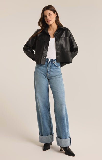 All day Cropped Faux Leather Jacket