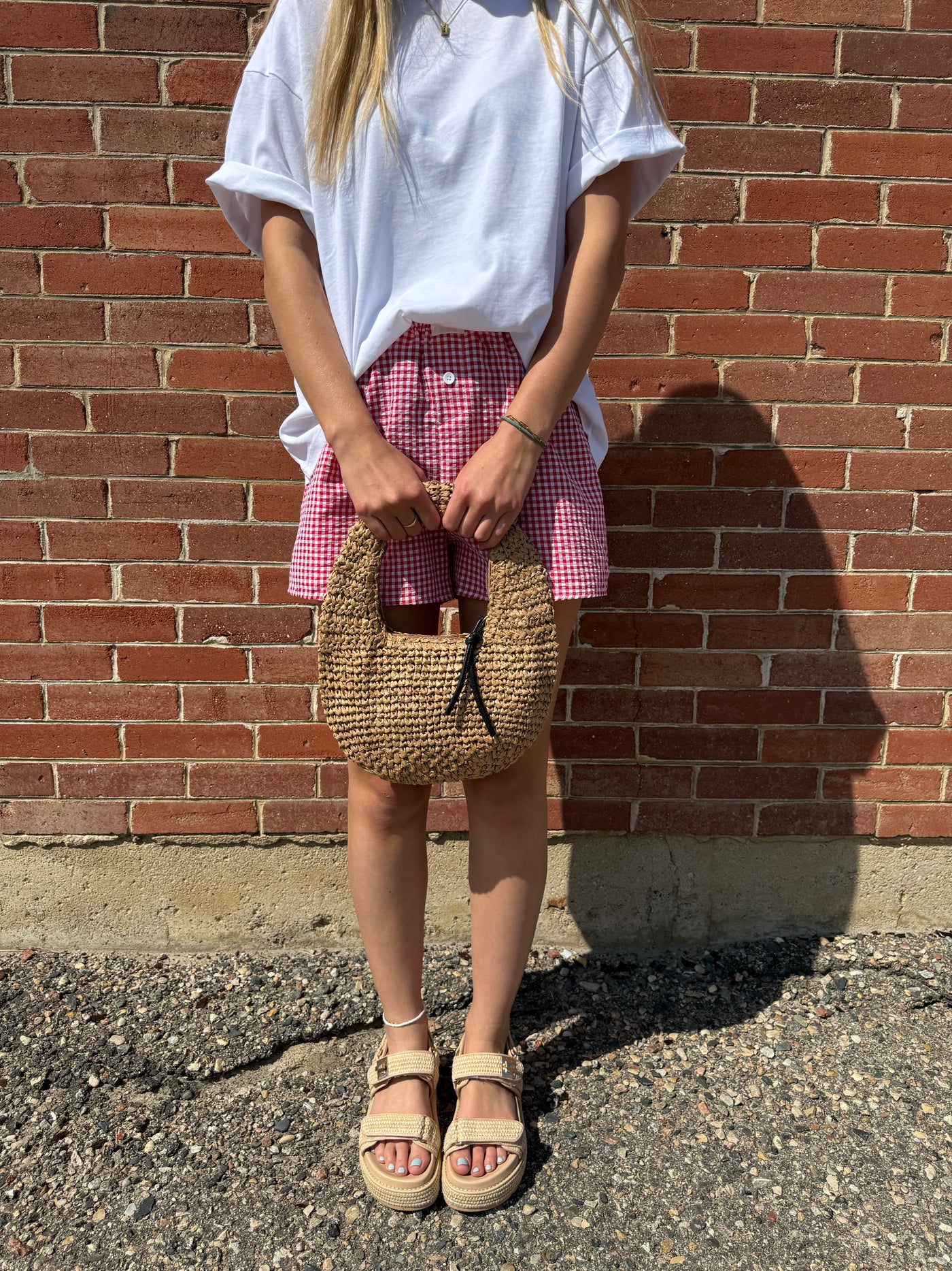 Croissant straw handbag