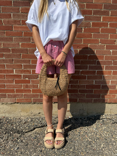 Croissant straw handbag