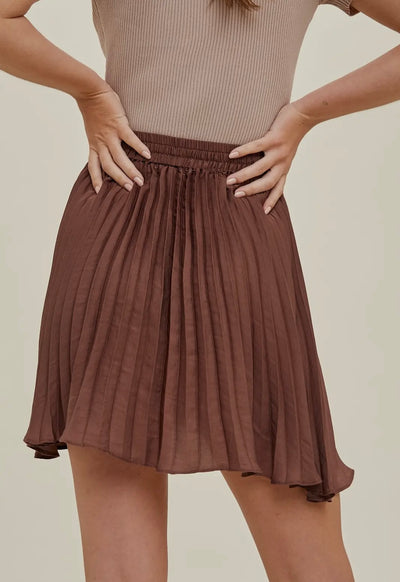 Satin pleated skirt