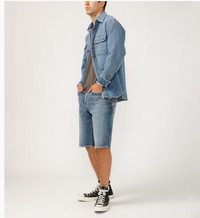 Mens shirt jacket- silver jeans