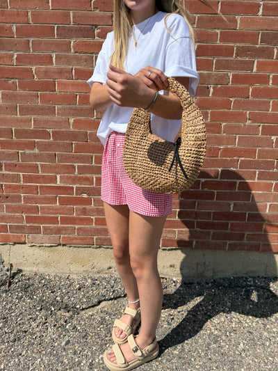 Croissant straw handbag