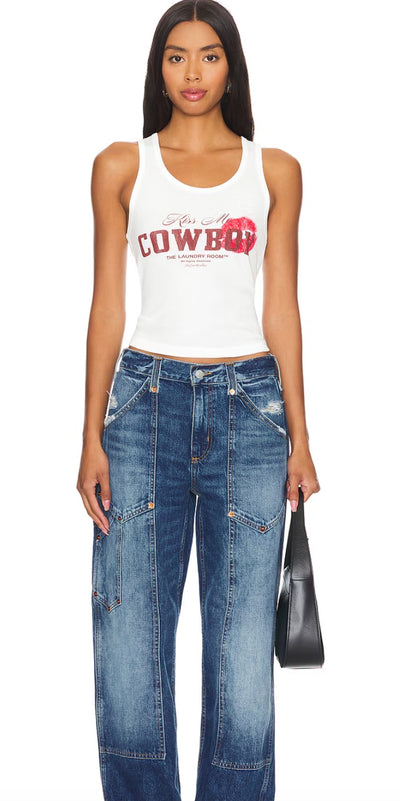 Kiss Me Cowboy Rib Tank