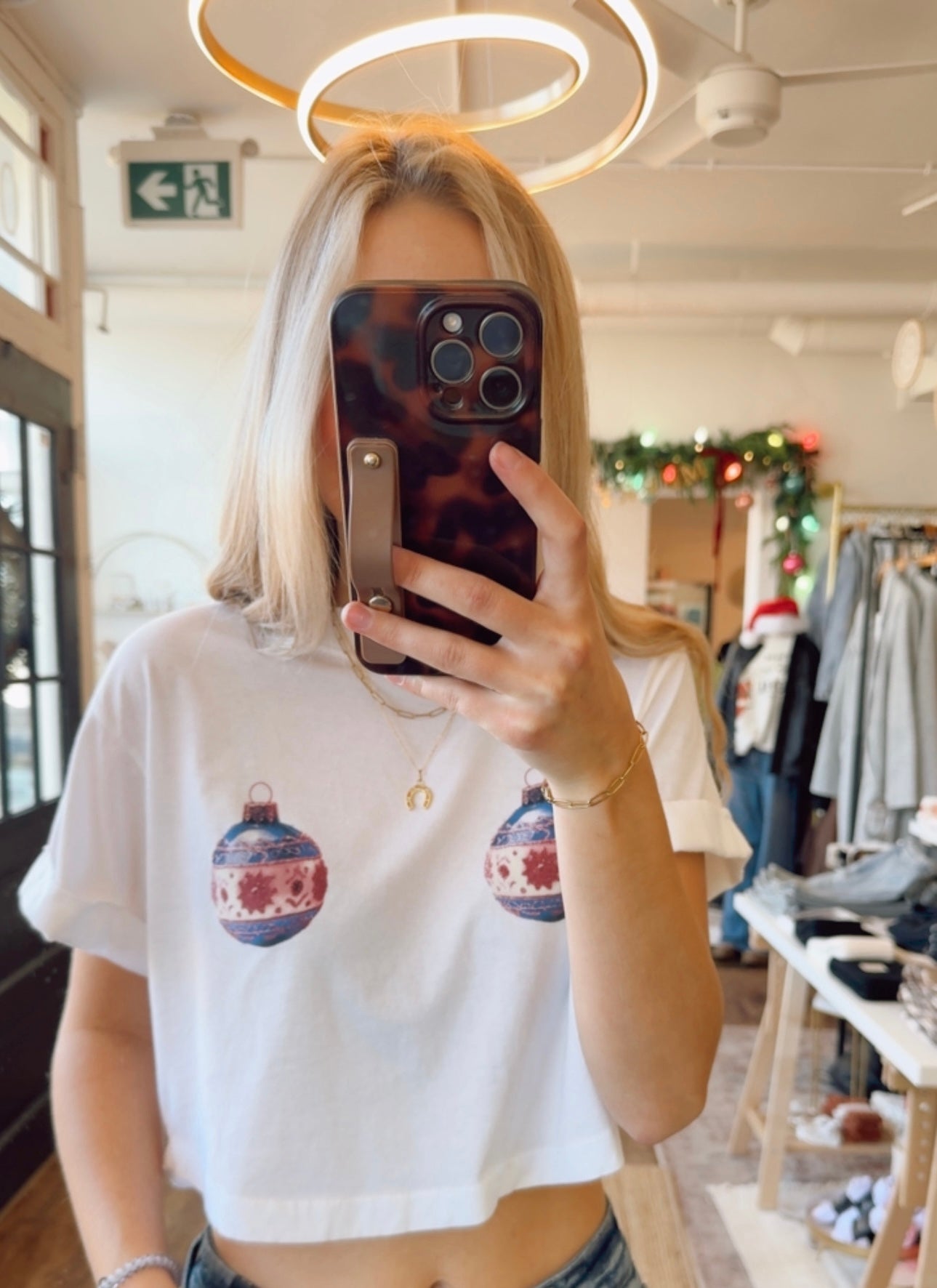 Holiday Ornaments Crop Boyfriend Tee