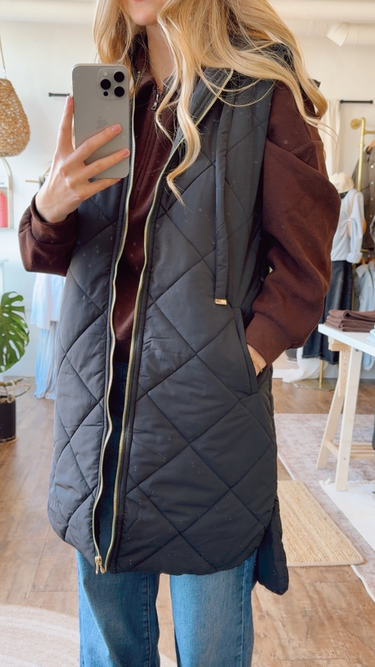 Quilted Puffer Hooded Vest