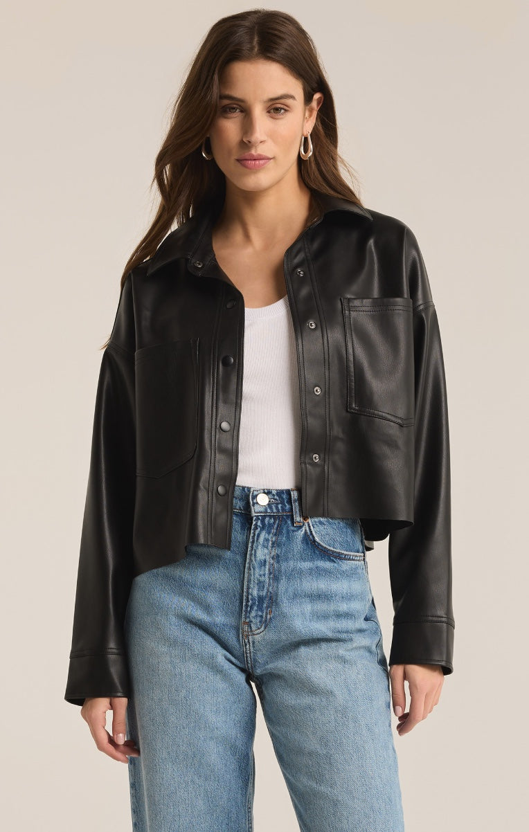 All day Cropped Faux Leather Jacket