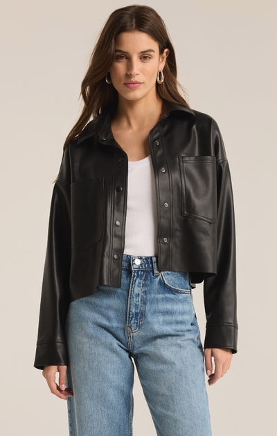All day Cropped Faux Leather Jacket