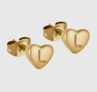 Heart Shaped Initial studs