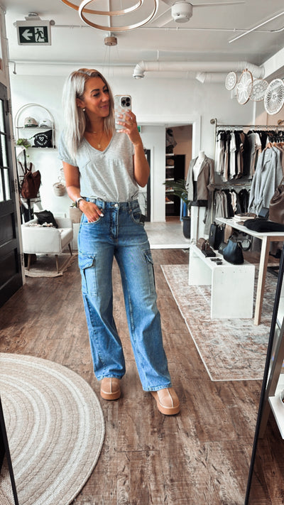 Silver Jeans- Denim Cargo Wide Leg