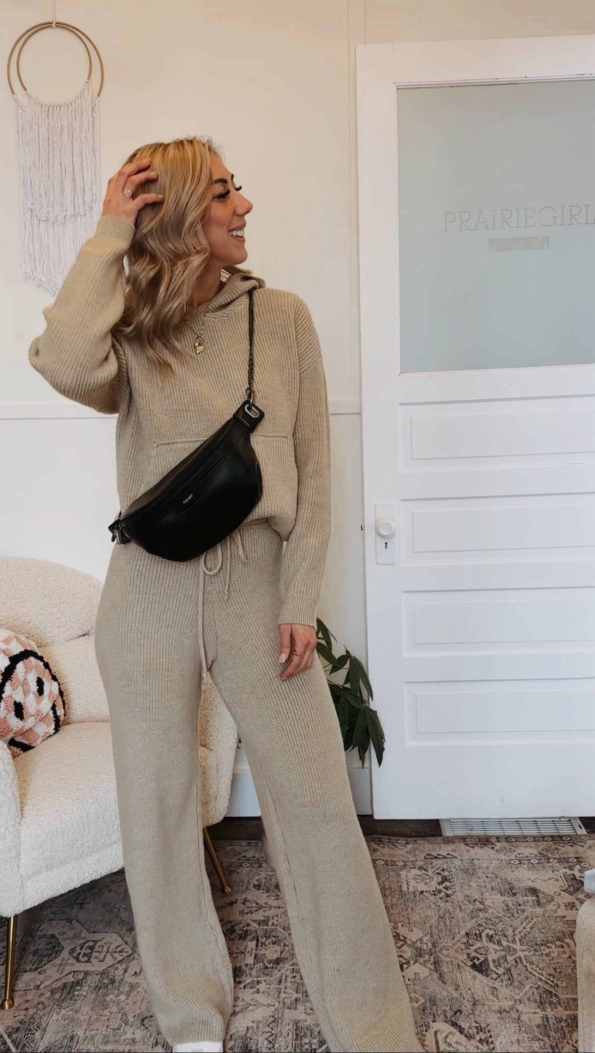 Knit hoodie/pant set