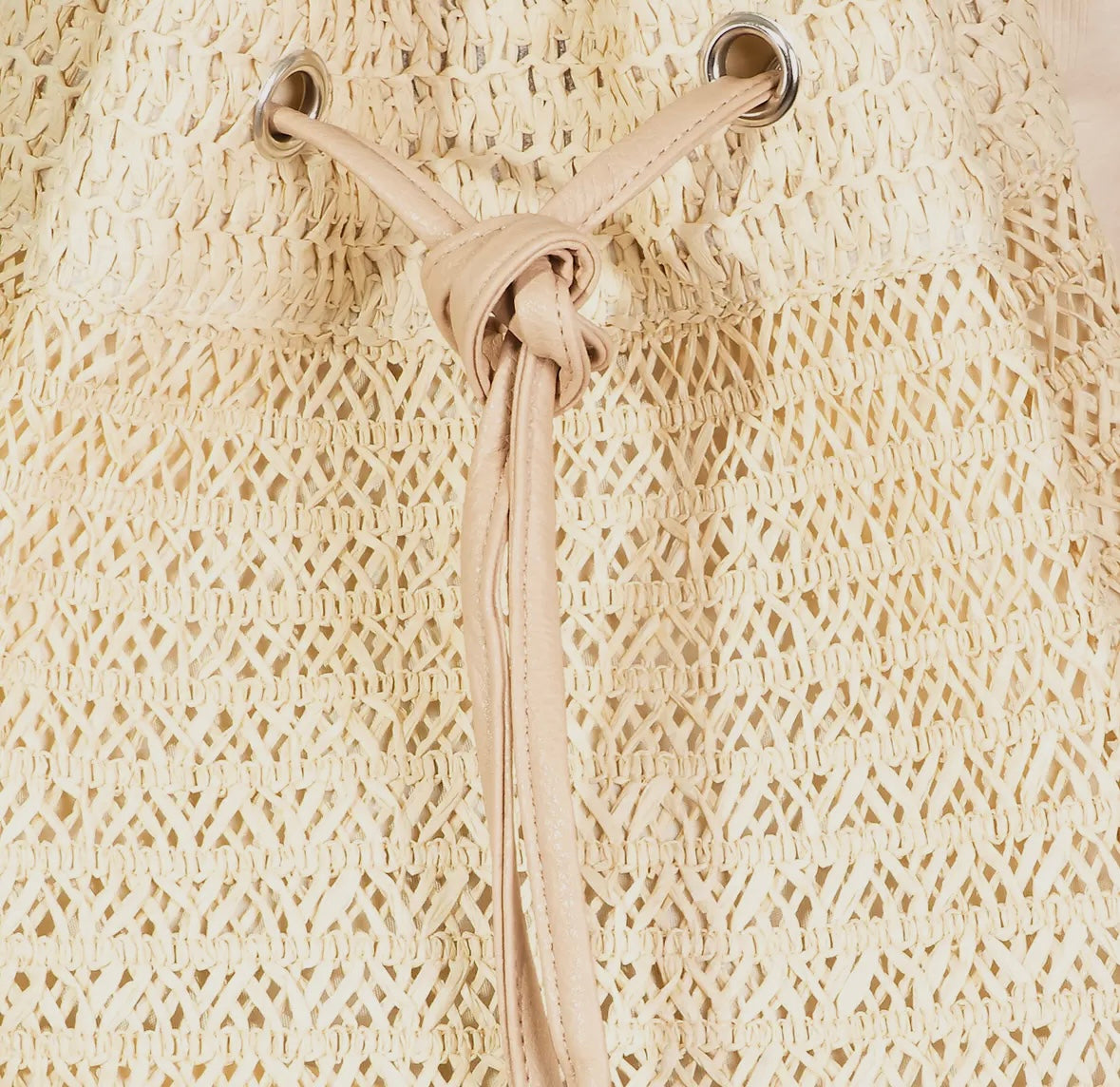 Straw Braid Drawstring Backpack