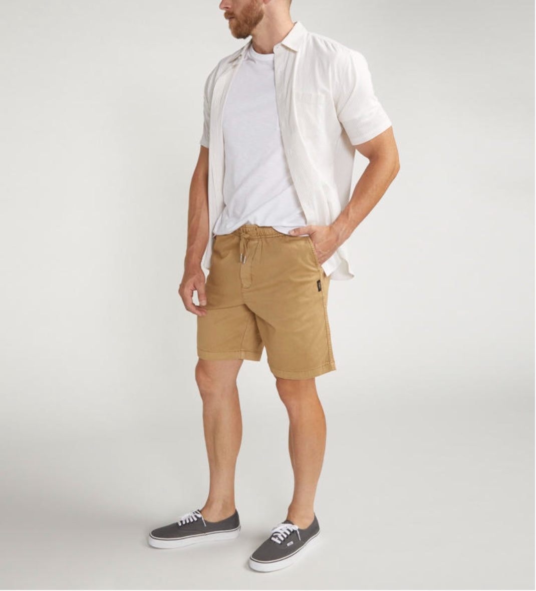 Mens pull on Chino short- Silver Jeans