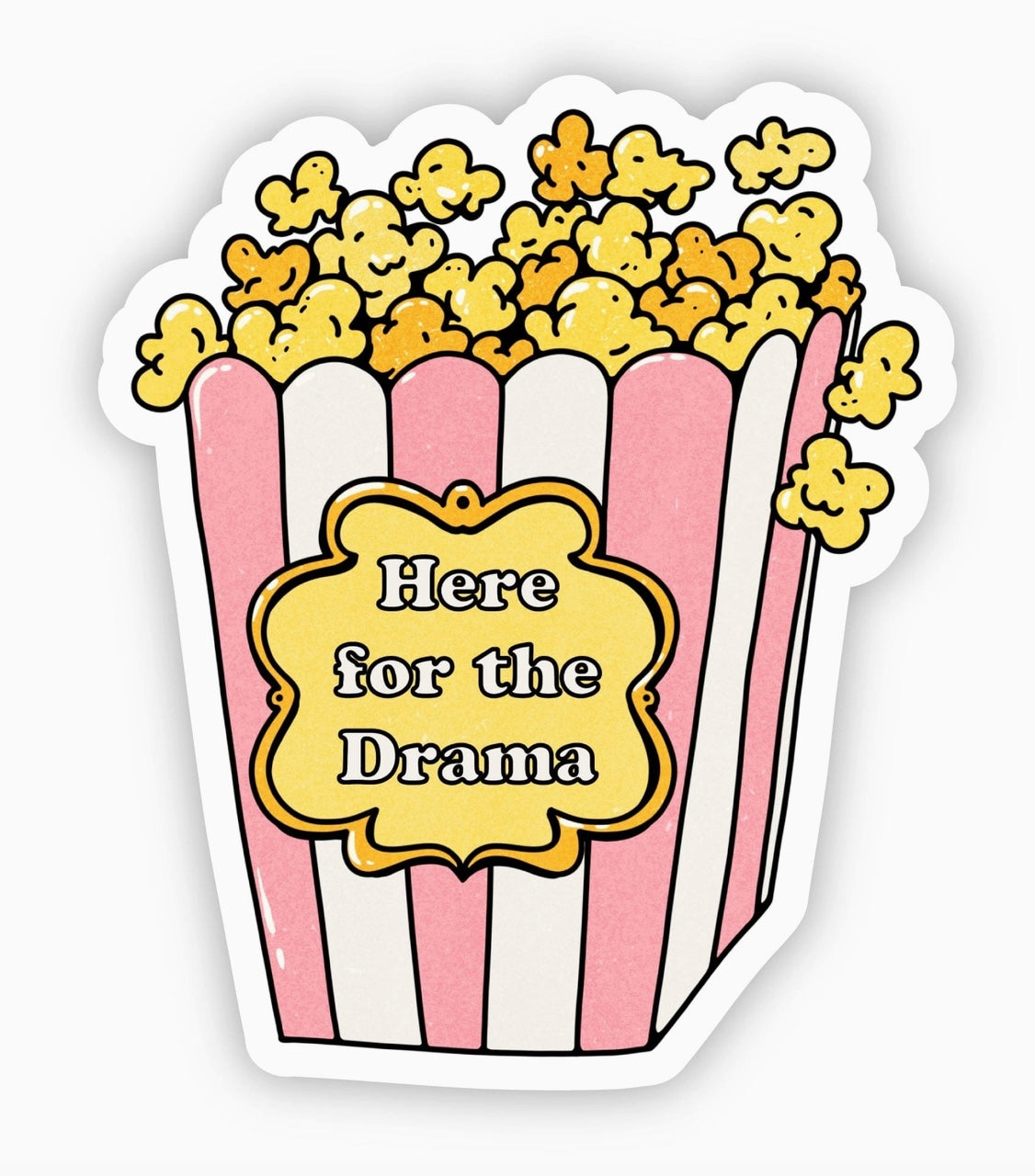 "Here For the Drama" Popcorn Sticker