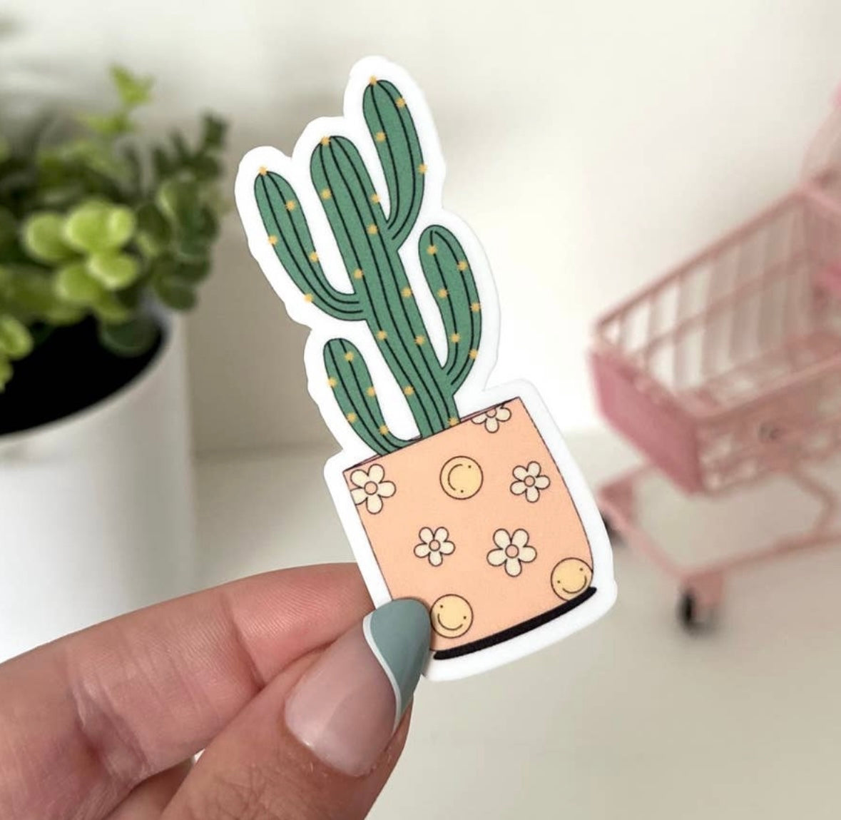 Cactus pot vinyl sticker