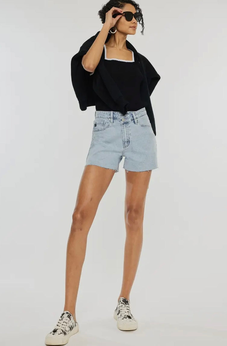 Cross over denim shorts