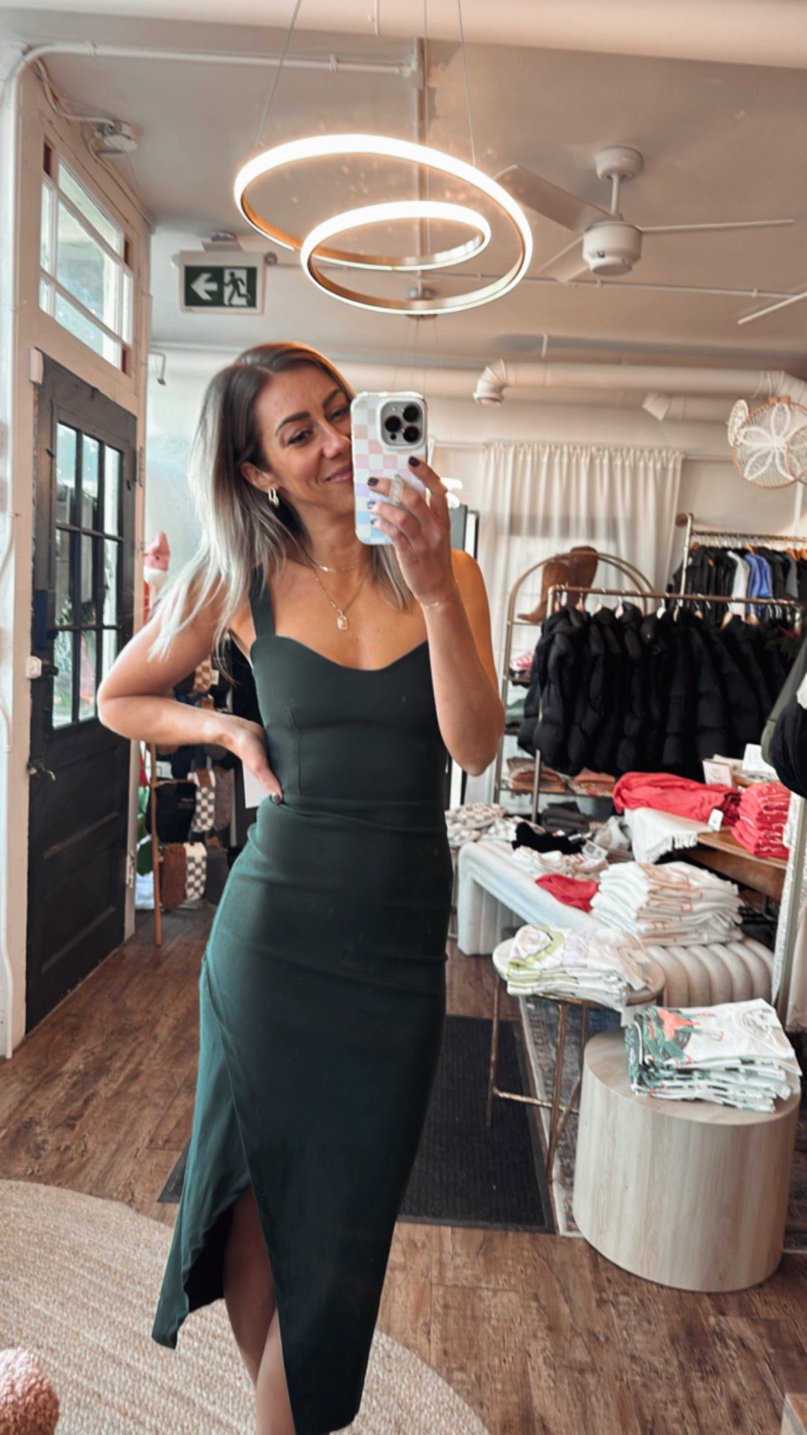 Farrah Forest Green Midaxi Dress