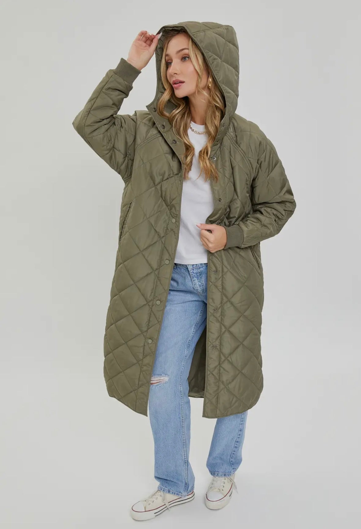 Long quilted puffer jacket