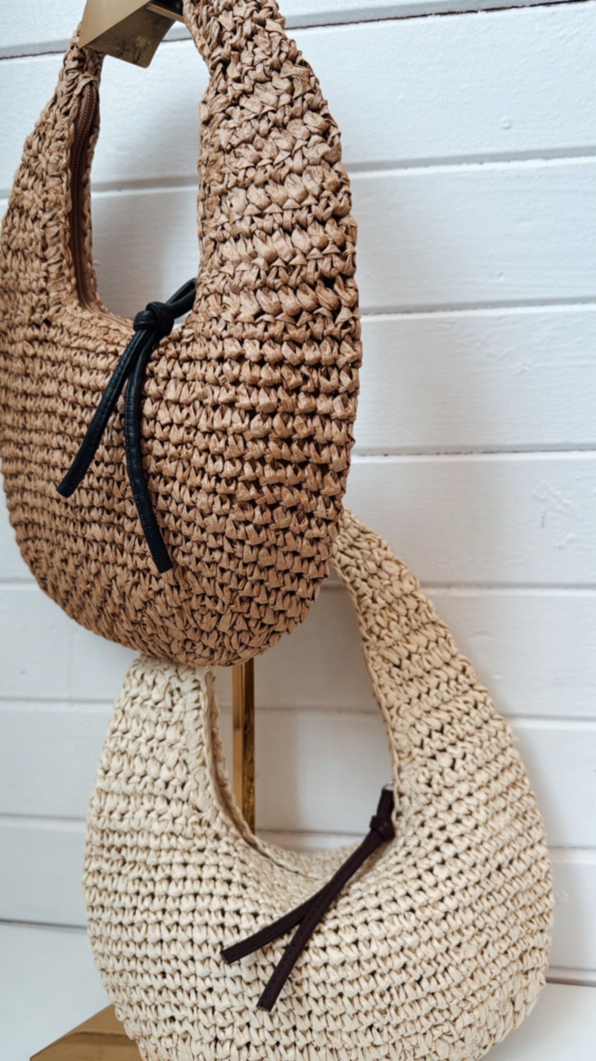 Croissant straw handbag