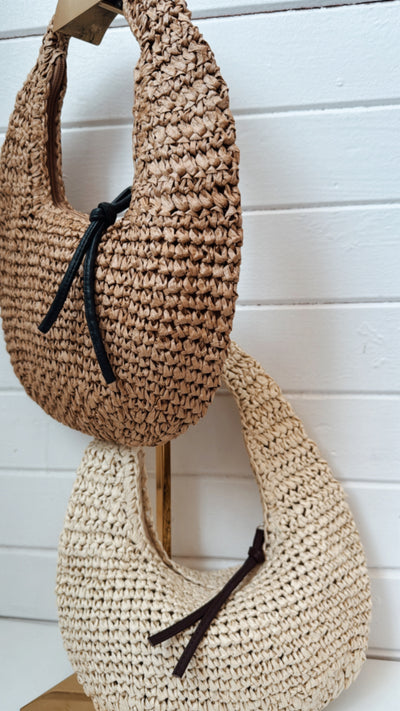 Croissant straw handbag