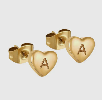 Heart Shaped Initial studs