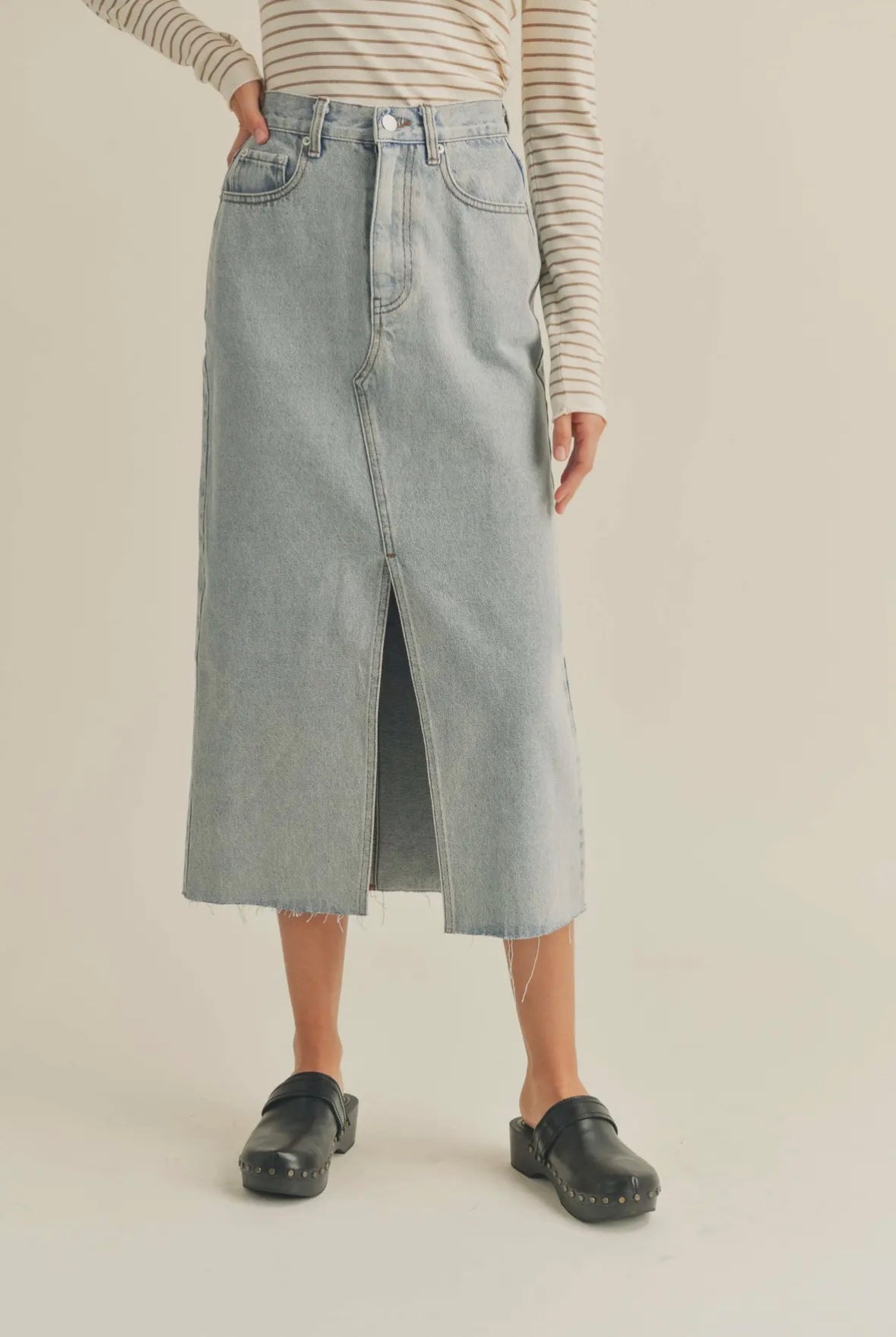 Denim midi skirt