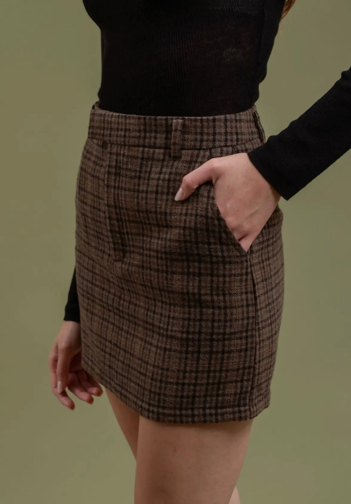 High Waist Plaid Mini Skirt