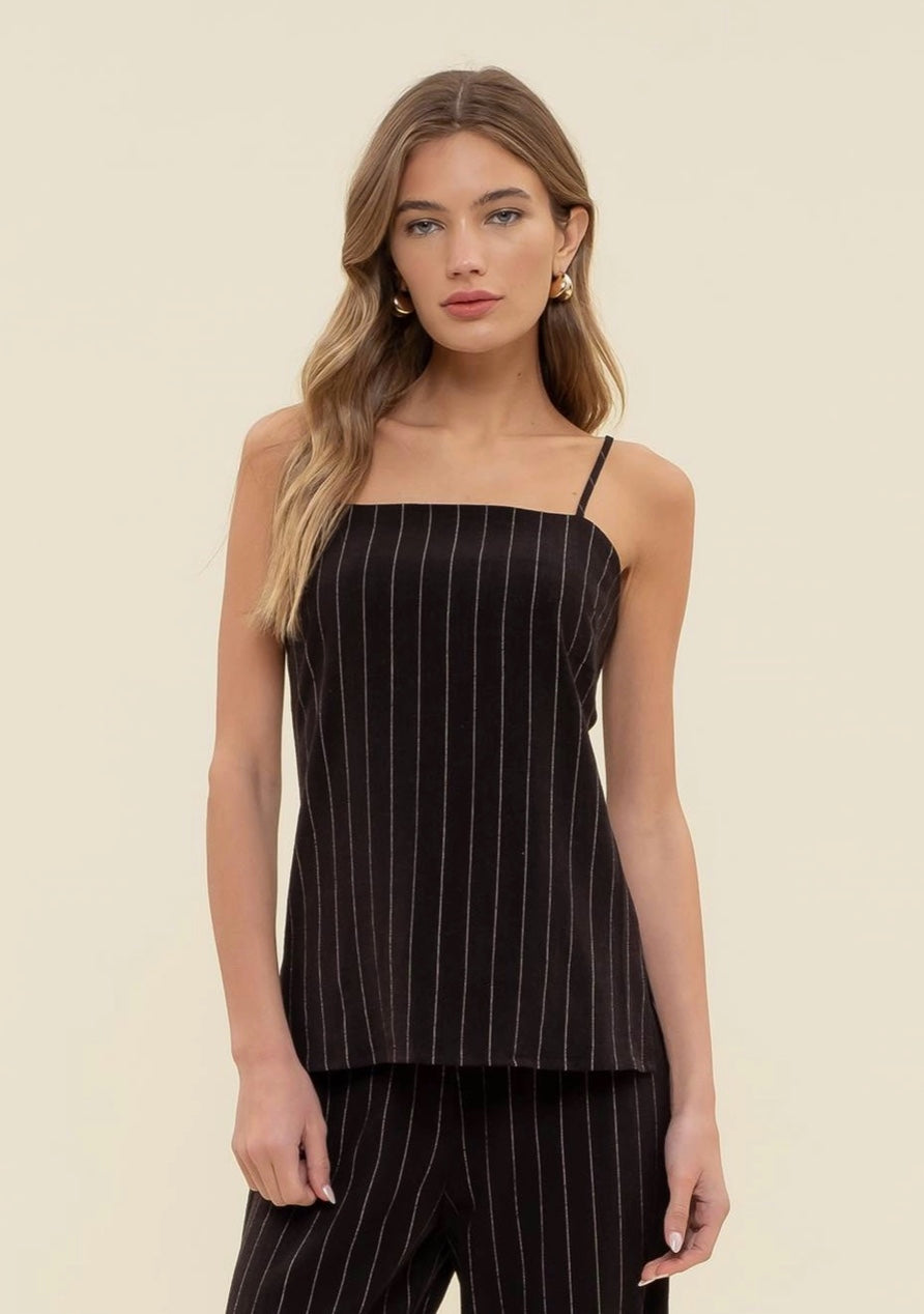 Pinstripe linen cami top