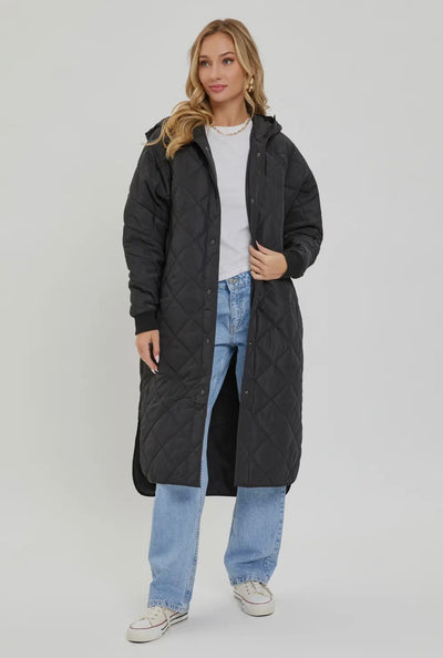 Long quilted puffer jacket