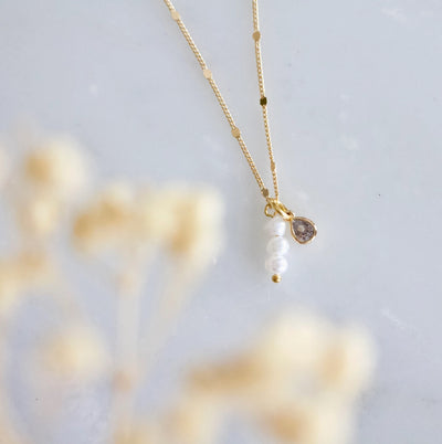 CZ Pearl drop necklace