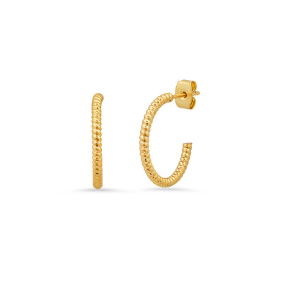 Tightly twisted TAI gold hoops