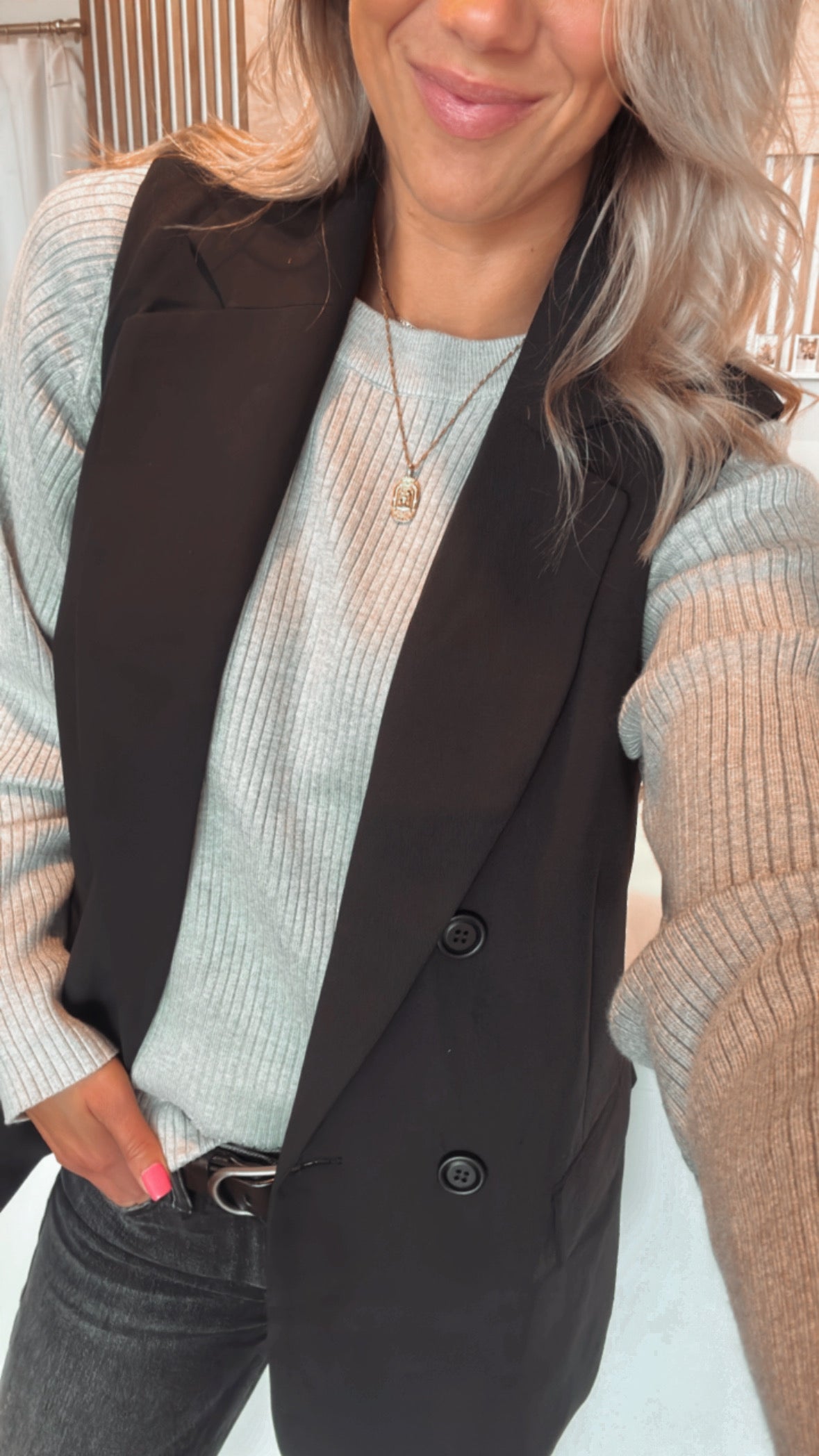 Double breasted blazer vest