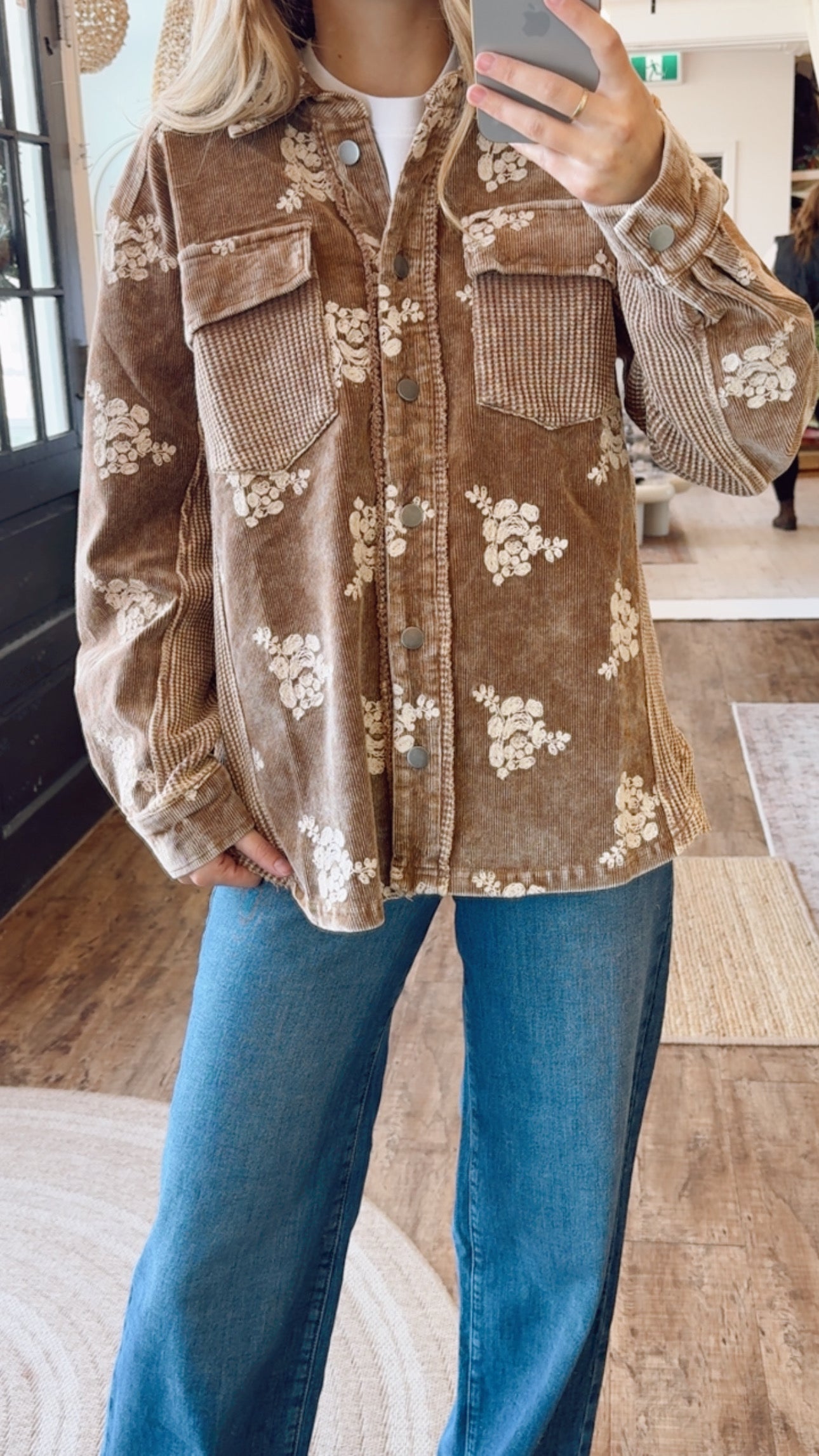 Washed Corduroy Embroidered Jacket