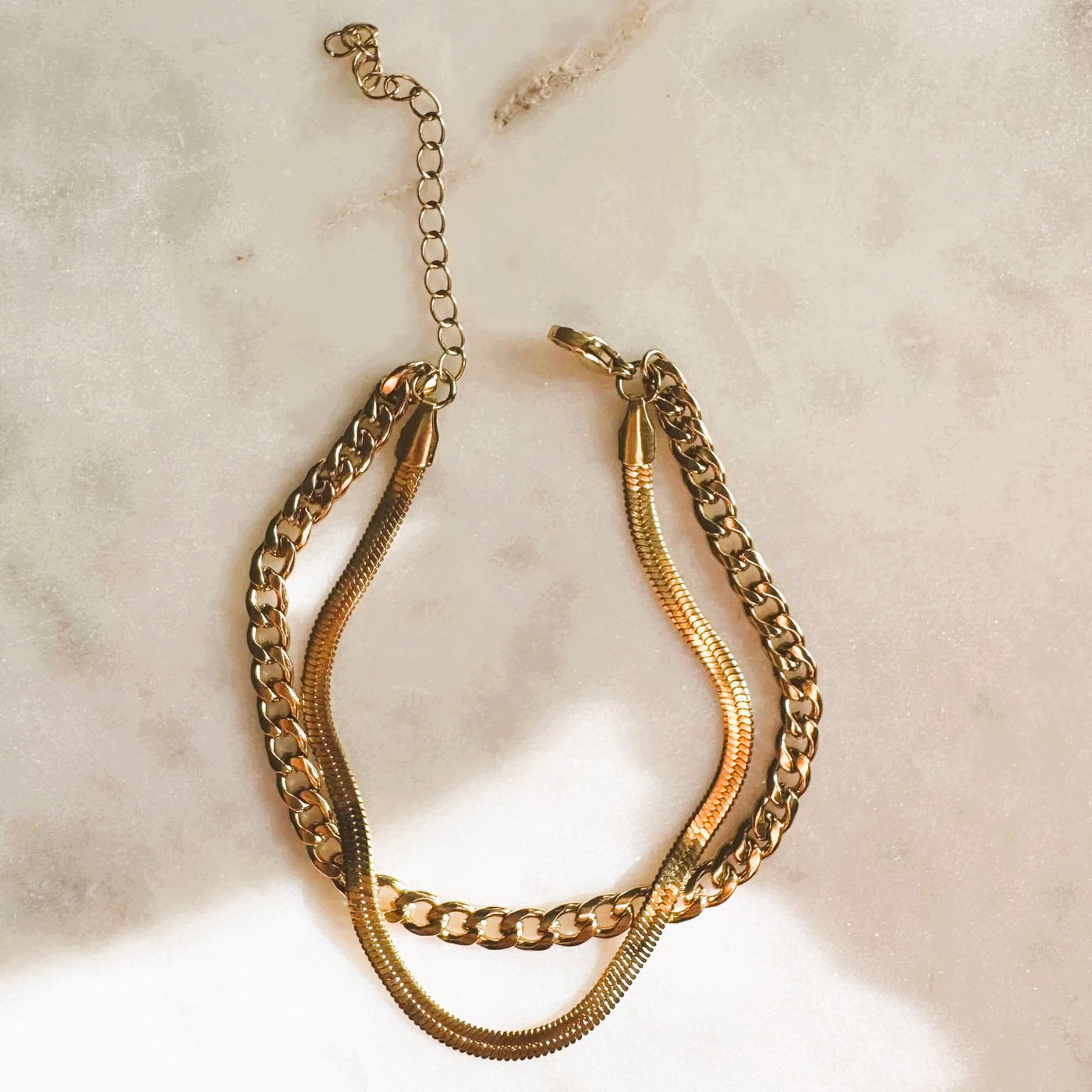 AKA Rory Curb & Herringbone Multi-Chain Bracelet