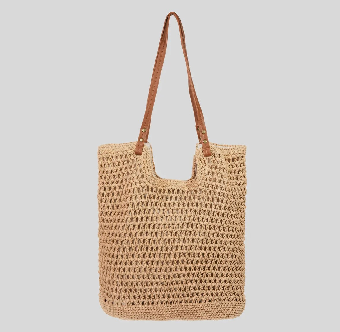 Straw Braided Rectangle Tote Bag