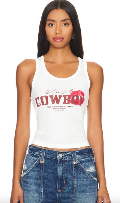 Kiss Me Cowboy Rib Tank