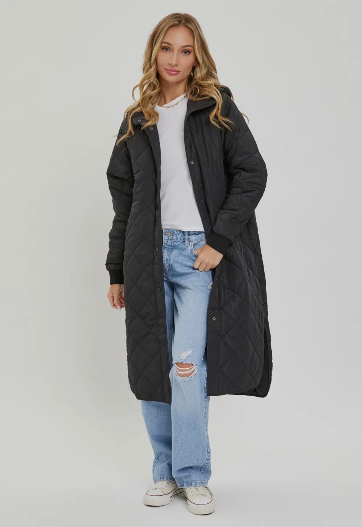 Long quilted puffer jacket