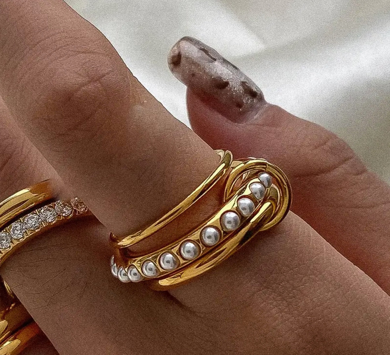 Danton Multi Stack Pearl Band Ring